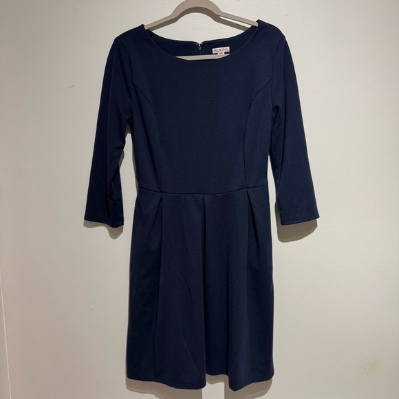 Bundle of 2 Merona Navy and Black Striped Long Sleeve Dresses. Size Medium - Picture 2 of 16
